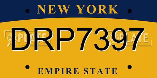 DRP7397 New York License Plate