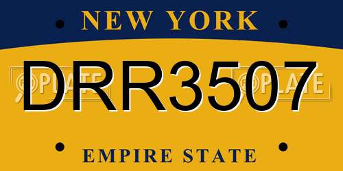 DRR3507 New York License Plate