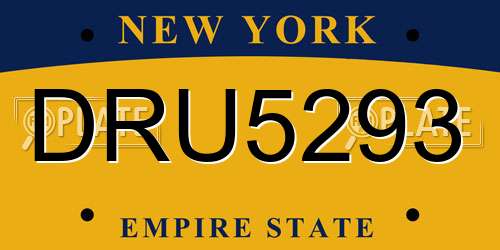 DRU5293 New York License Plate