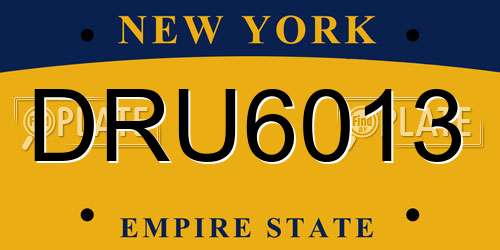 DRU6013 New York License Plate