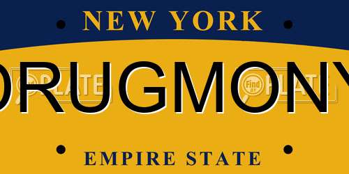 DRUGMONY New York License Plate