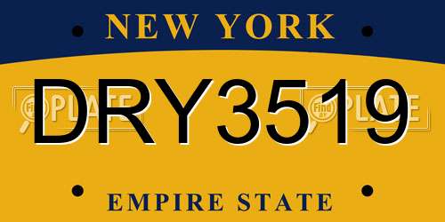 DRY3519 New York License Plate