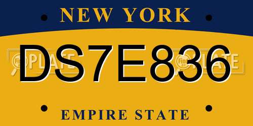 DS7E836 New York License Plate