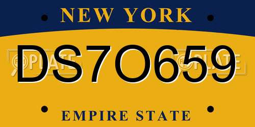 DS7O659 New York License Plate