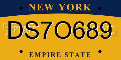 DS7O689 New York License Plate