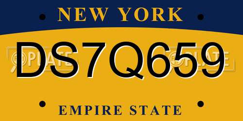 DS7Q659 New York License Plate