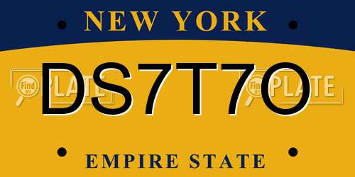 DS7T7O New York License Plate