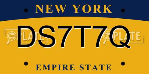 DS7T7Q New York License Plate
