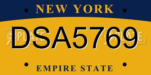 DSA5769 New York License Plate