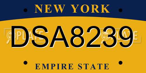 DSA8239 New York License Plate
