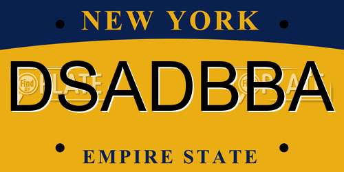 DSADBBA New York License Plate