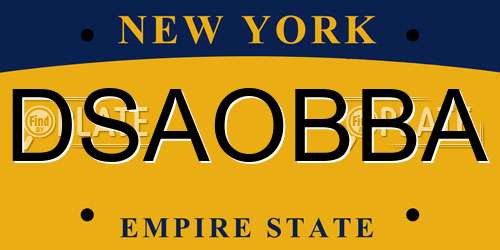 DSAOBBA New York License Plate