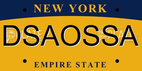 DSAOSSA New York License Plate