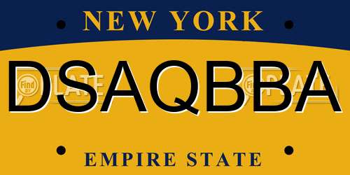 DSAQBBA New York License Plate