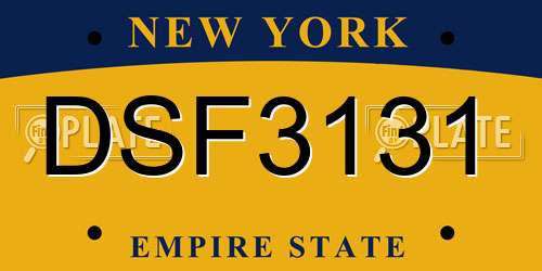 DSF3131 New York License Plate