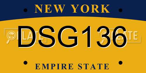 DSG136 New York License Plate