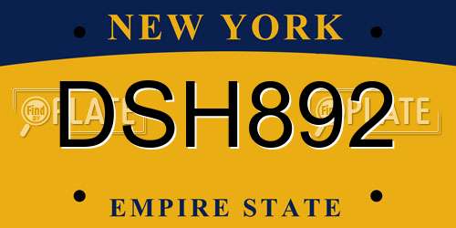 DSH892 New York License Plate