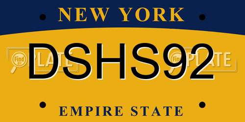 DSHS92 New York License Plate
