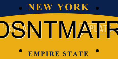 DSNTMATR New York License Plate