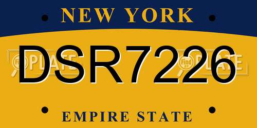 DSR7226 New York License Plate