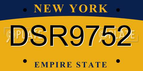 DSR9752 New York License Plate