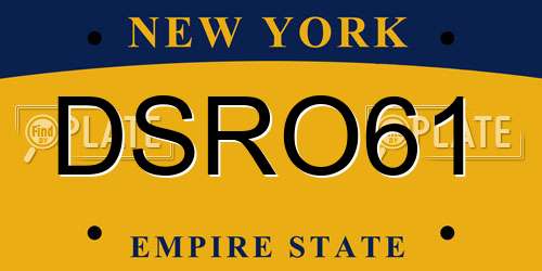DSRO61 New York License Plate