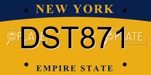 DST871 New York License Plate