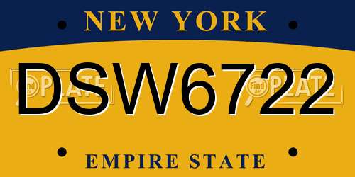 DSW6722 New York License Plate