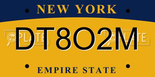 DT8O2M New York License Plate