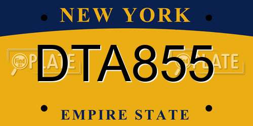 DTA855 New York License Plate