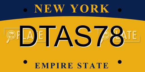 DTAS78 New York License Plate