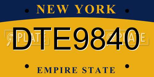 DTE9840 New York License Plate
