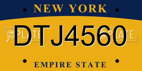 DTJ4560 New York License Plate