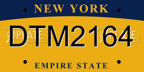 DTM2164 New York License Plate