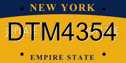 DTM4354 New York License Plate