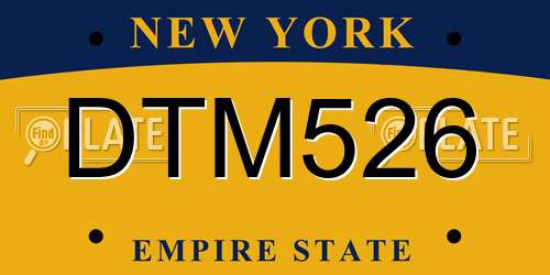 DTM526 New York License Plate