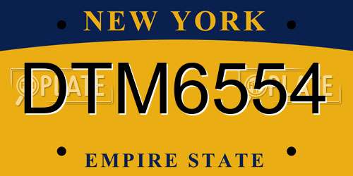 DTM6554 New York License Plate