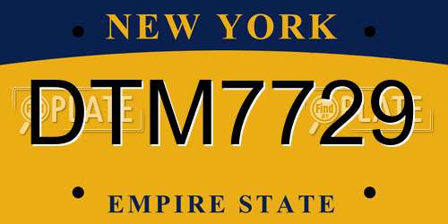 DTM7729 New York License Plate