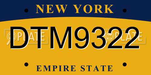 DTM9322 New York License Plate