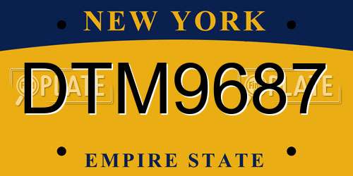 DTM9687 New York License Plate