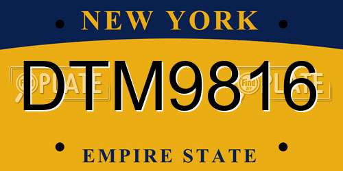 DTM9816 New York License Plate
