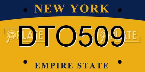 DTO509 New York License Plate