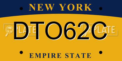 DTO62C New York License Plate