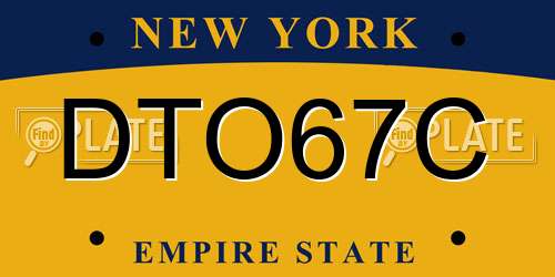 DTO67C New York License Plate