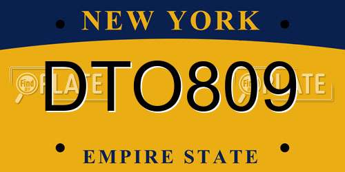 DTO809 New York License Plate