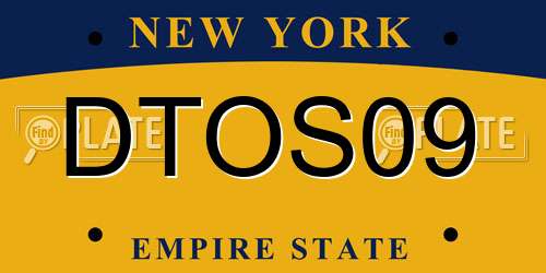 DTOS09 New York License Plate