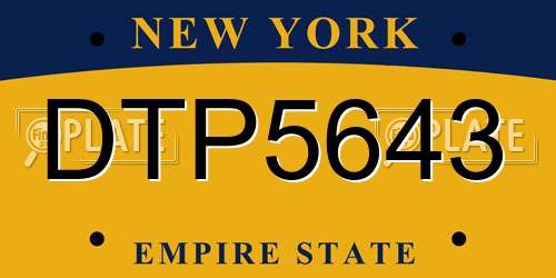 DTP5643 New York License Plate
