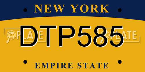 DTP585 New York License Plate