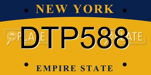 DTP588 New York License Plate