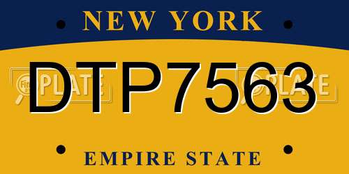 DTP7563 New York License Plate